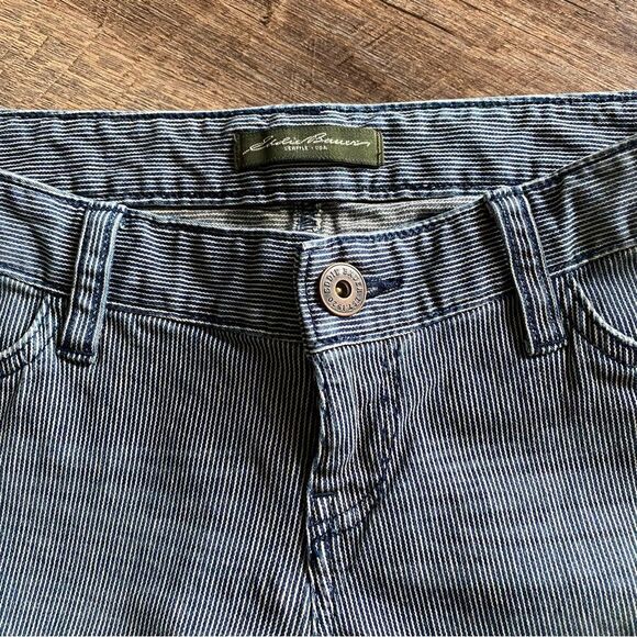 Eddie Bauer Pants 2 Petite Indigo Stripe Lightly Distressed Outdoors - Picture 3 of 13